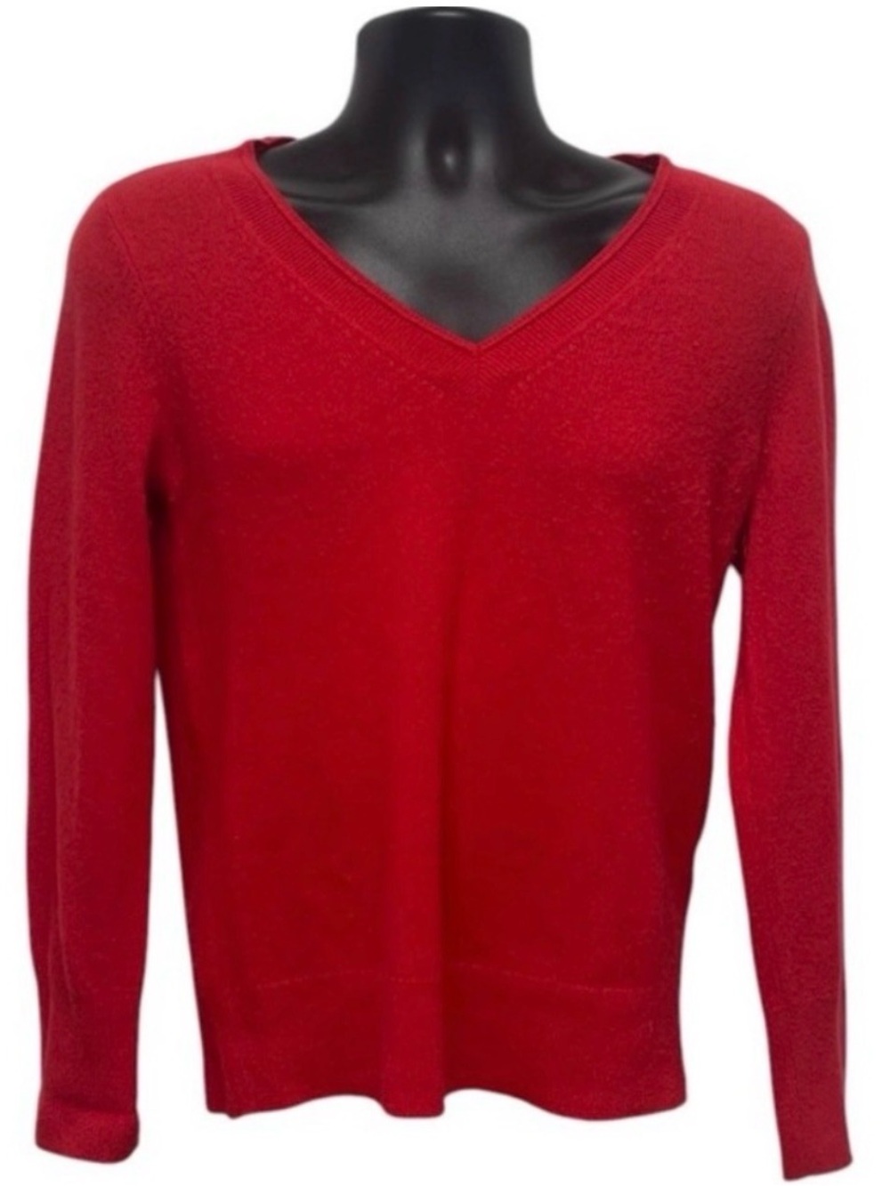 Halogen 100% Cashmere Red V Neck Sweater Women Small